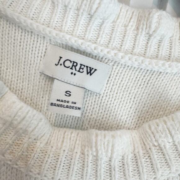 J. Crew Cable-Knit Hearts Crewneck Pullover Sweater Long Sleeve Ivory Small NWT - Picture 12 of 12